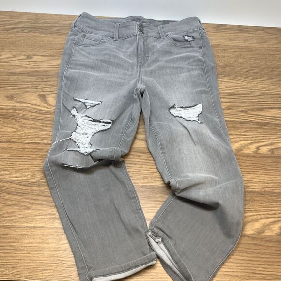 Torrid Smoke N Mirror Gray Super Soft High Rise Distressed Crop Jeggings Size 14 - Picture 1 of 11